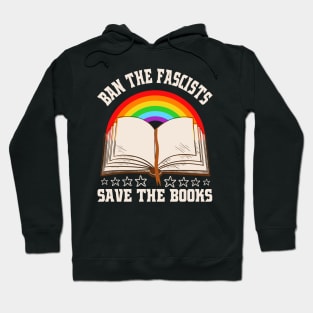 Womens Ban The Fascists Save The Books Funny Book Lovers Hoodie